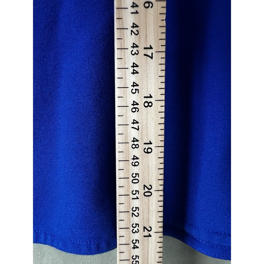Liz Claiborne Peplum Top - Blue Short Sleeve Career Blouse - Large - Picture 9 of 11